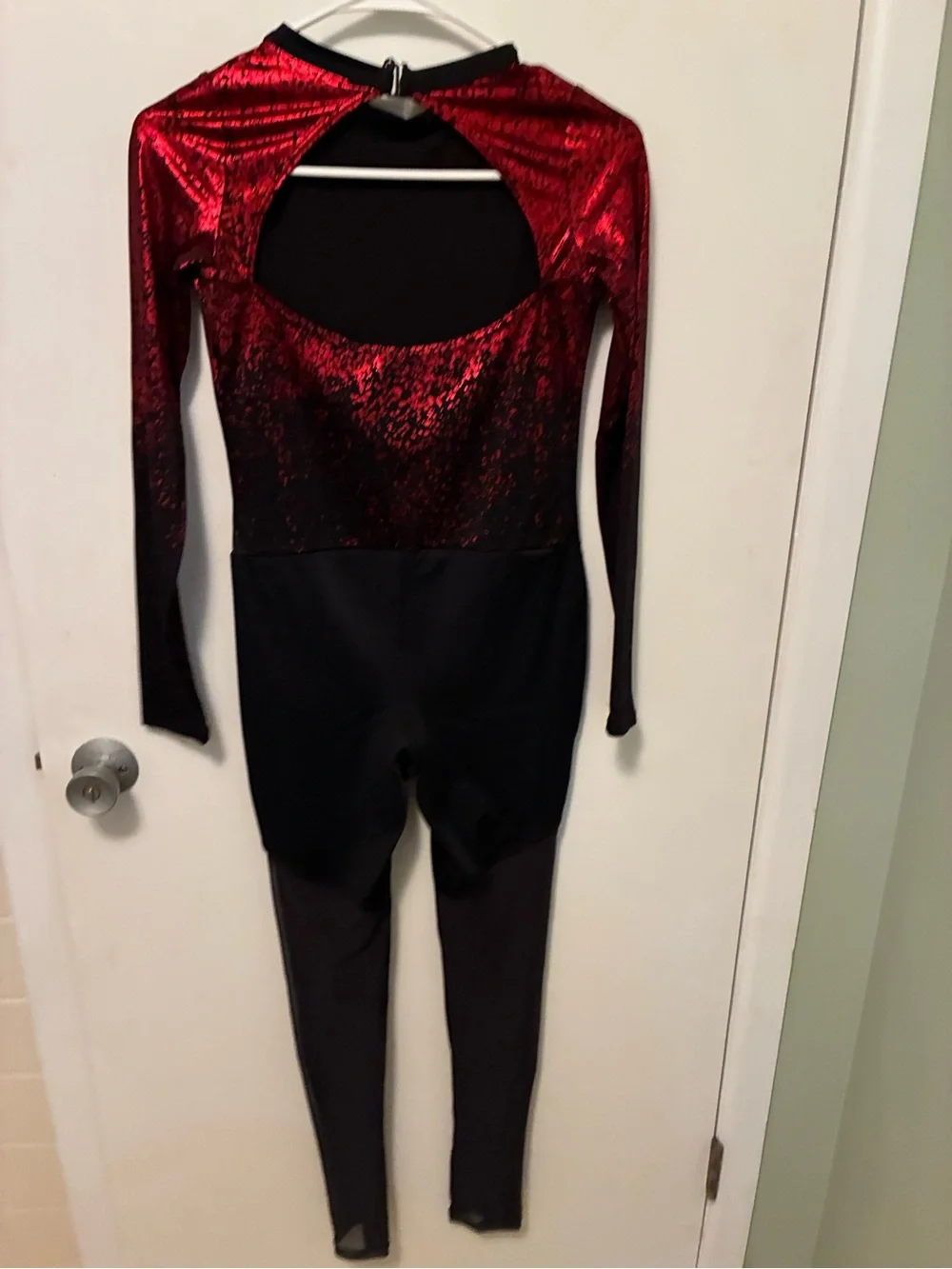 Weissman Red and Black Glitter Ombre Kids Dance Costume